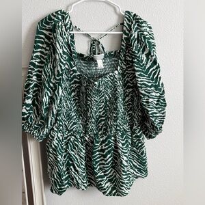 Green Zebra Print Women's Top